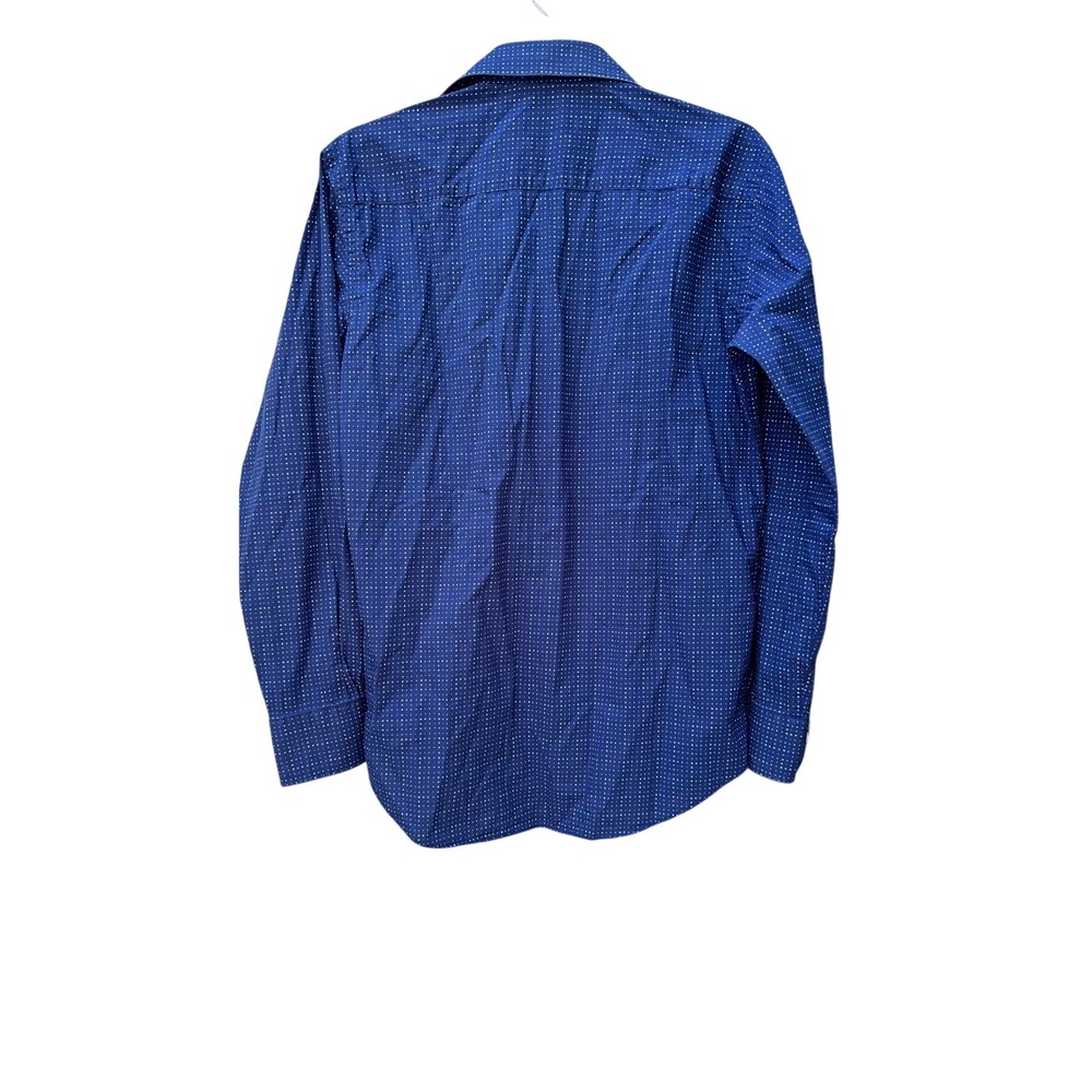 Bugatchi Men's Shaped Fit Blue Micro Dot Floral‎ Trim Cotton Dress/Casual EUC - Picture 2 of 6